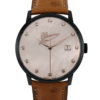 Montre suisse automatique de luxe moderne GRECO-Genève, cadran en nacre blanc serti de 12 Strass Swarovski, vue de face