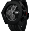 Swiss chronograph watch GRECO-Genève, Titanium Grade 5 case and black DLC finish, carbon fiber dial, fluorescent, side view