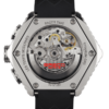 Swiss chronograph watch GRECO-Genève, Titanium Grade 5 case and “Clous de Paris” polished finish, carbon fiber dial, fluorescent, back view