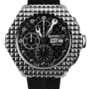 Swiss chronograph luxury watch GRECO-Genève, Titanium Grade 5 case and “Clous de Paris” polished finish, carbon fiber dial, fluorescent, front view