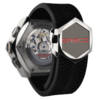 High end chronograph swiss watch GRECO-Genève, Titanium Grade 5 case and Polished & circular satin finish, carbon fiber dial, fluorescent, back view