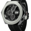 Swiss chronograph watch GRECO-Genève, Titanium Grade 5 case and Polished & circular satin finish, carbon fiber dial, fluorescent, side view