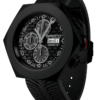 Swiss chronograph watch GRECO-Genève, Titanium Grade 5 case and Polished & satin black DLC circular finish, carbon fiber dial, fluorescent, side view
