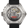 Swiss chronograph watch GRECO-Genève, Titanium Grade 5 case and “Clous de Paris” matte finish, carbon fiber dial, fluorescent, back view