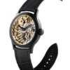Swiss skeleton mechanical watch GRECO-Genève with gold 3N finish dial, side view