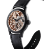 Swiss skeleton mechanical watch GRECO-Genève with gold 5N finish dial, side view