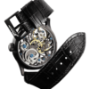 Skeleton high-end watch GRECO-Genève with ruthenium finish dial, back view