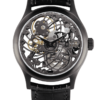 Skeleton swiss luxury watch GRECO-Genève with ruthenium finish dial, front view