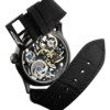 Skeleton high-end watch GRECO-Genève with black DLC finish dial, back view