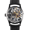 Skeleton Swiss watch GRECO-Genève with black DLC finish dial, back view