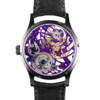 Montre squelette suisse GRECO-Genève avec cadran finition violet, vue du fond