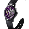 Montre squelette mécanique suisse GRECO-Genève avec cadran finition violet, vue de face