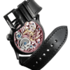 Skeleton high-end watch GRECO-Genève with pink finish dial, back view