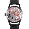 Skeleton Swiss watch GRECO-Genève with pink finish dial, back view
