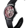 Swiss skeleton mechanical watch GRECO-Genève with pink finish dial, side view