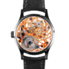Skeleton Swiss watch GRECO-Genève with orange finish dial, back view