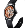 Swiss skeleton mechanical watch GRECO-Genève with orange finish dial, side view