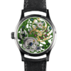Skeleton Swiss watch GRECO-Genève with green finish dial, back view