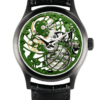 Skeleton swiss luxury watch GRECO-Genève with green finish dial, front view